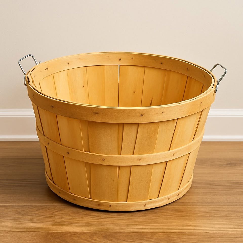 🛍️✨  Large Wooden Bushel Basket