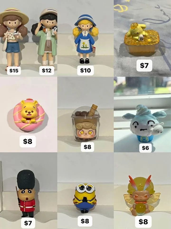 Blind box figures (Molinta, Crayon Shin Chan...)