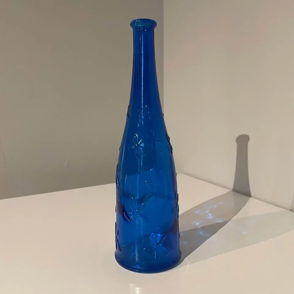 Vintage 90s IKEA daisy vase cobalt blue
