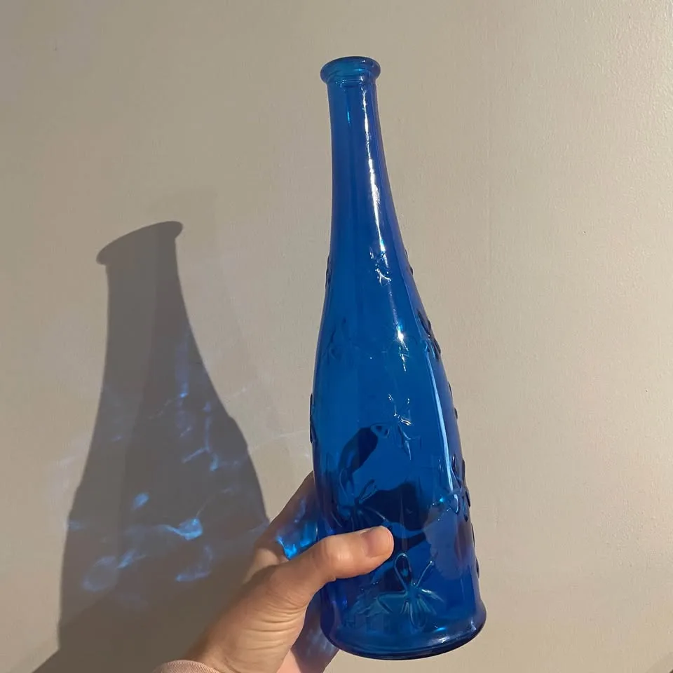 Vintage 90s IKEA daisy vase cobalt blue image indicator(5)