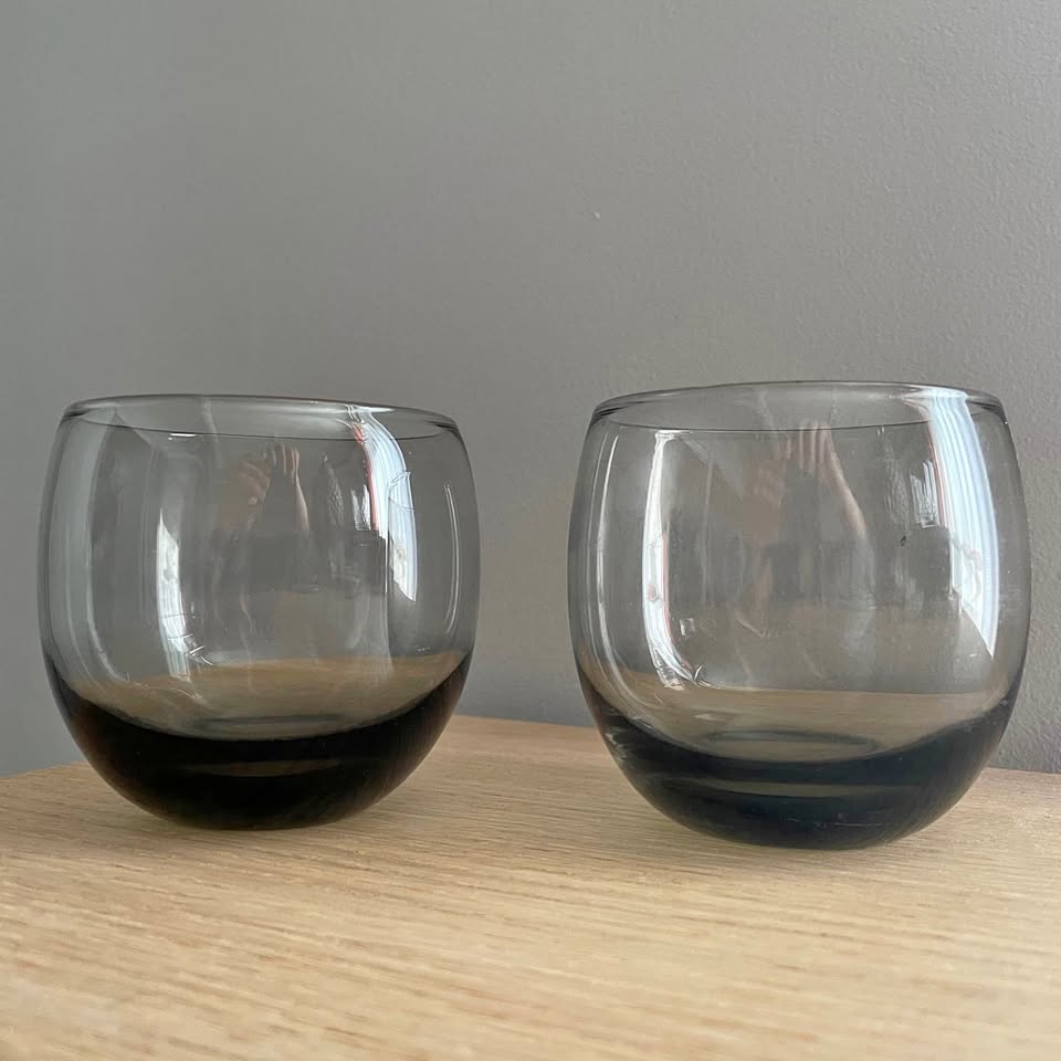 Vintage Ombre Grey Glass Tumblers - Heavy Base Drinkware