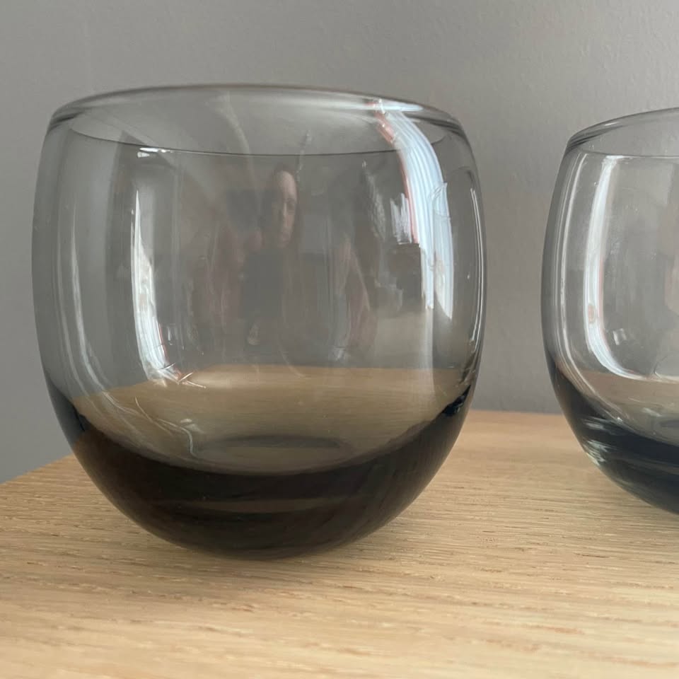 Vintage Ombre Grey Glass Tumblers - Heavy Base Drinkware - photo 2