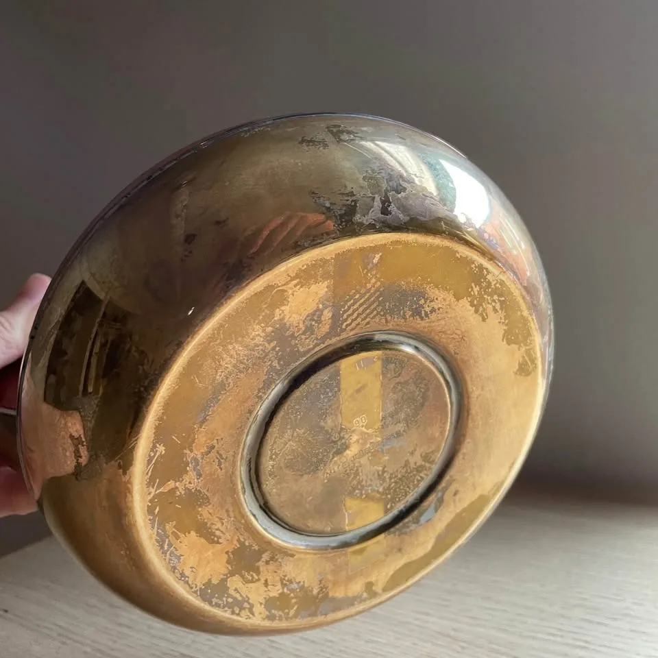 Vintage Brass & Copper TeaPot Kettle - ceramic handle image indicator(8)