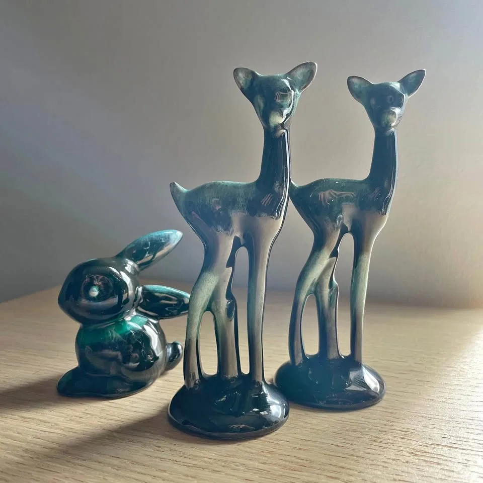 Vintage blue mountain company deer & bunny figurines