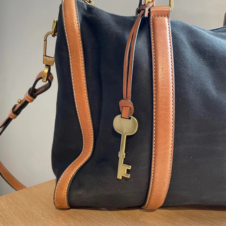 Fossil Kendall Crossbody Bag - black canvass & leather trim image indicator(4)