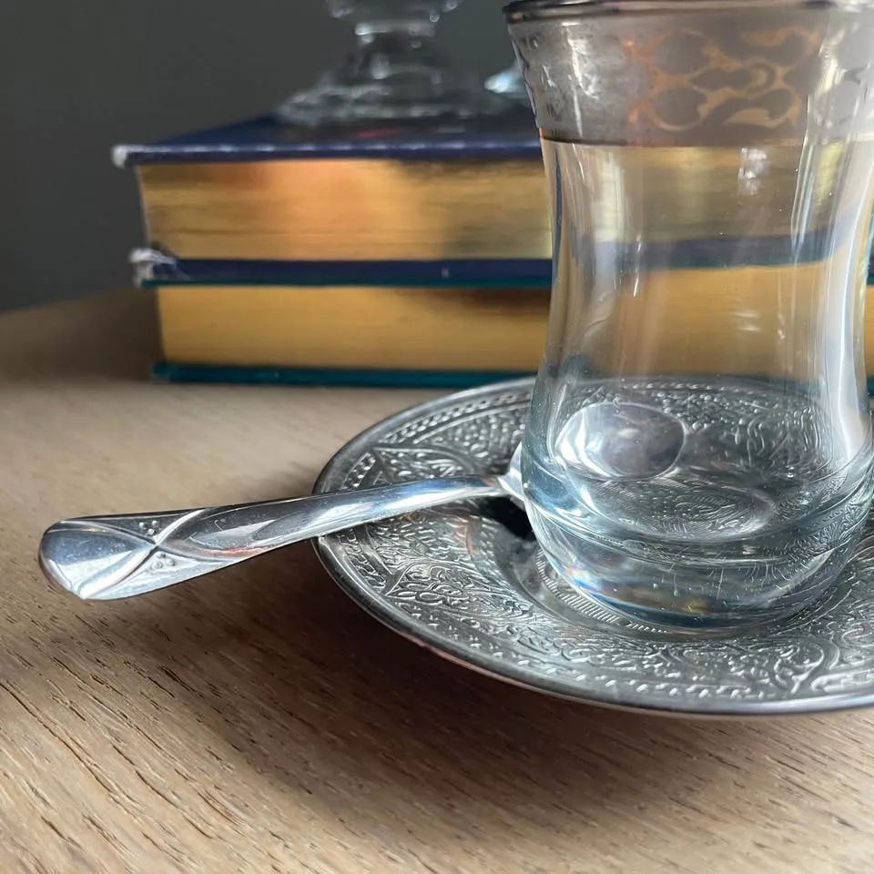 Vintage Silver Lot - tea pot - candles - Turkish cups image indicator(4)