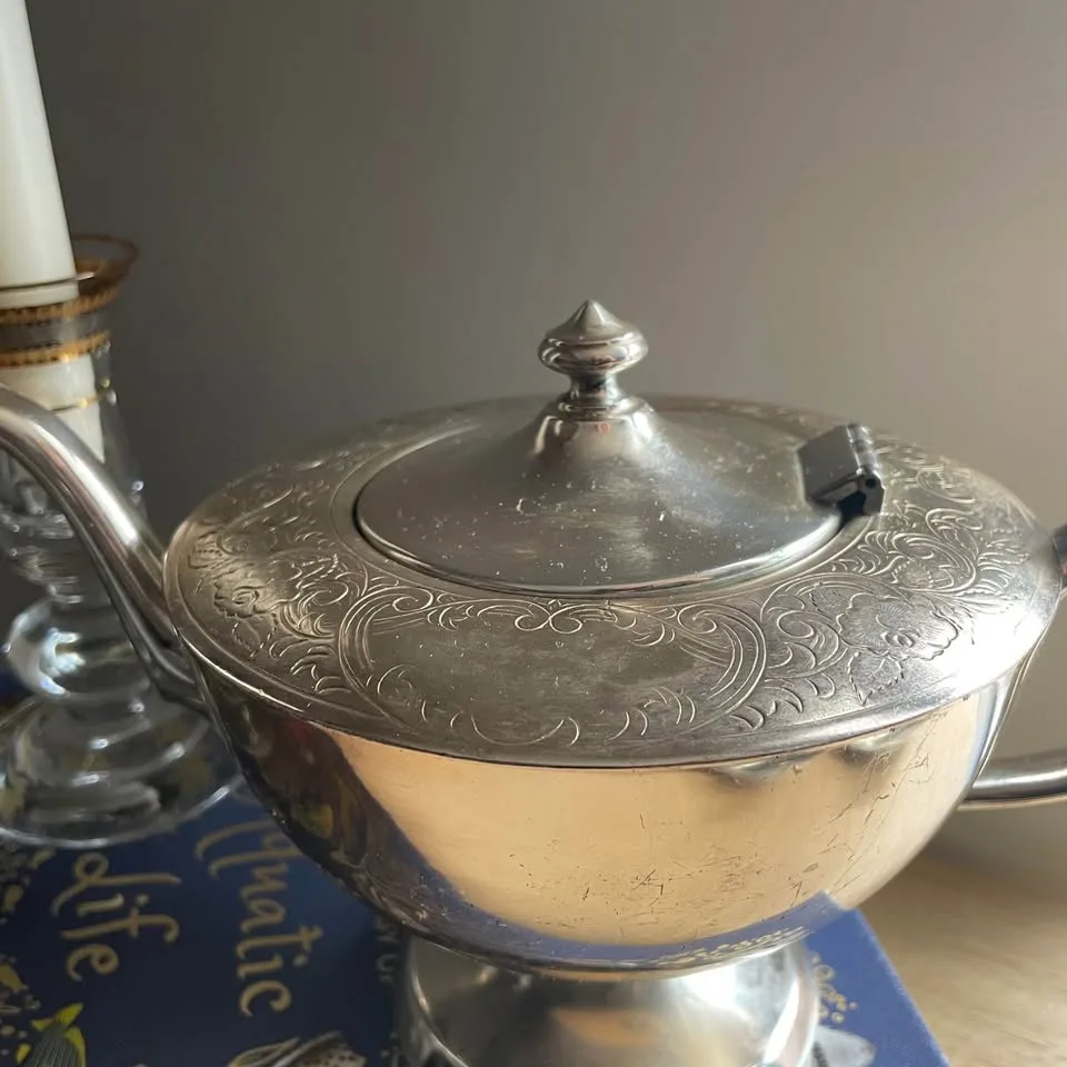 Vintage Silver Lot - tea pot - candles - Turkish cups image indicator(6)