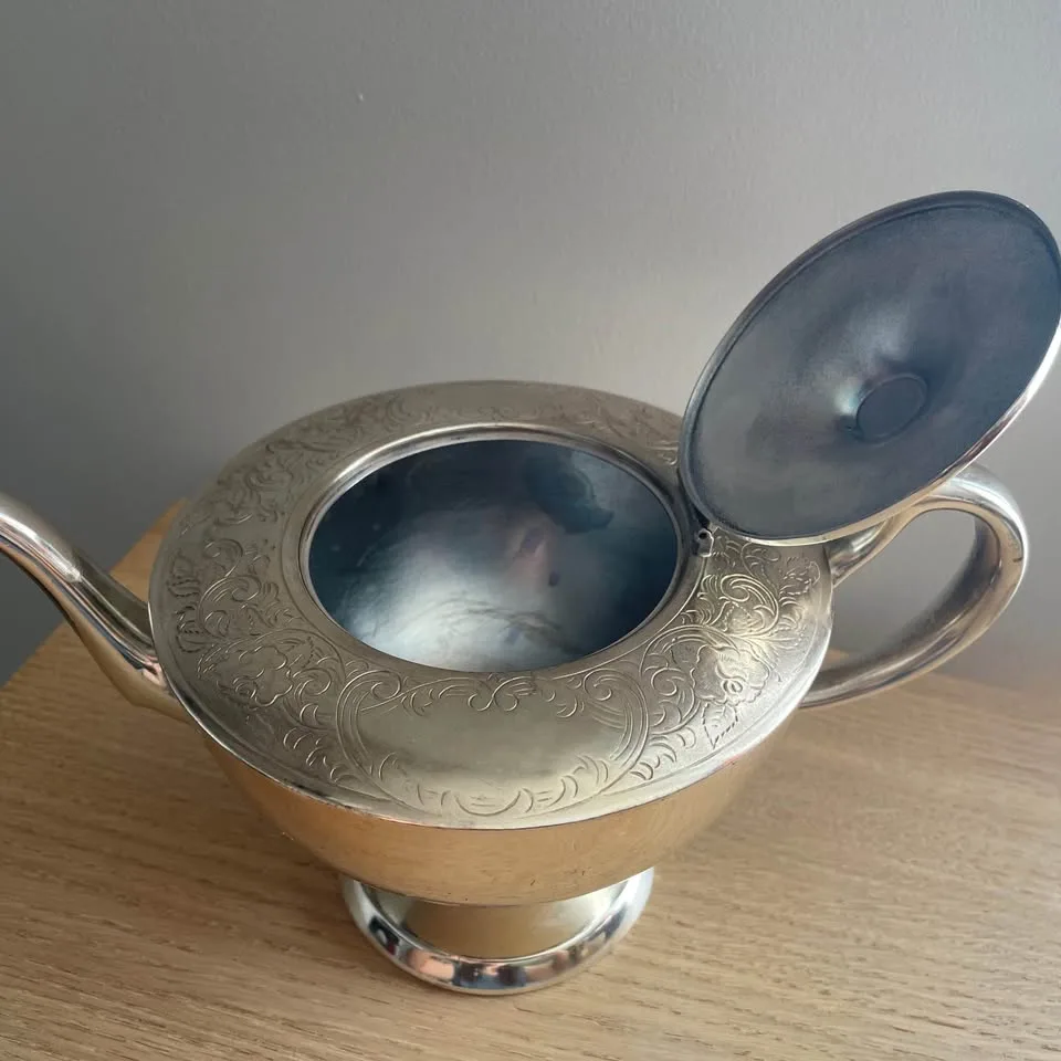 Vintage Silver Lot - tea pot - candles - Turkish cups image indicator(8)