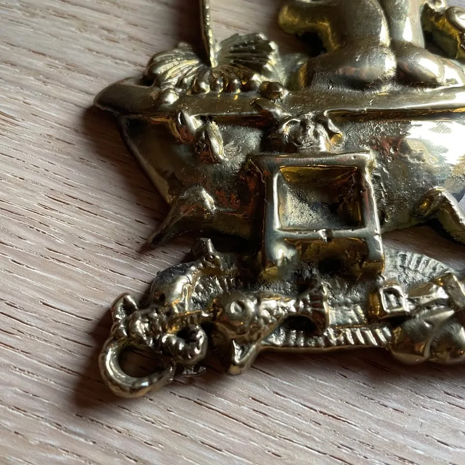 Vintage brass bathroom sign - boy fishing in tub image indicator(2)