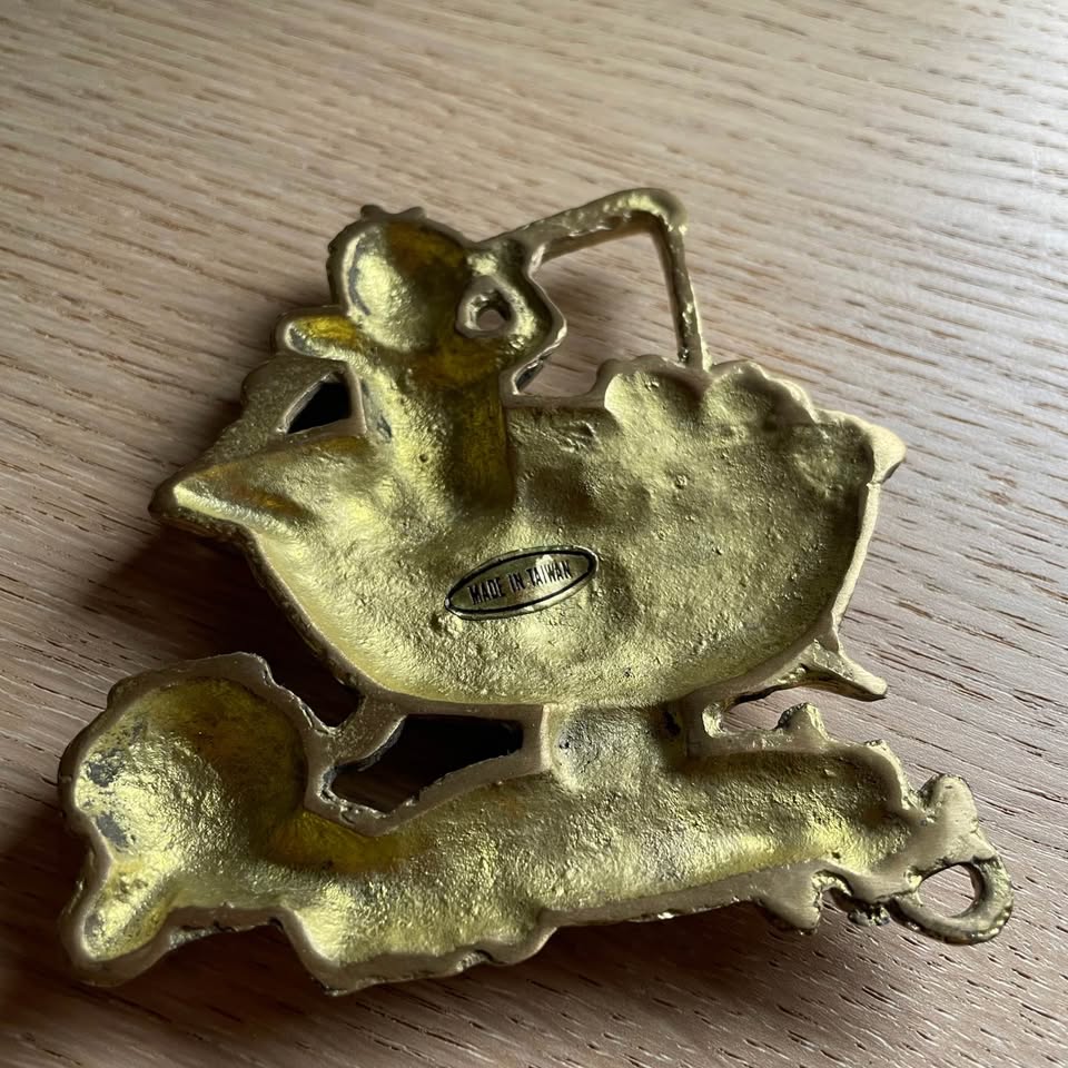 Vintage brass bathroom sign - boy fishing in tub - photo 3