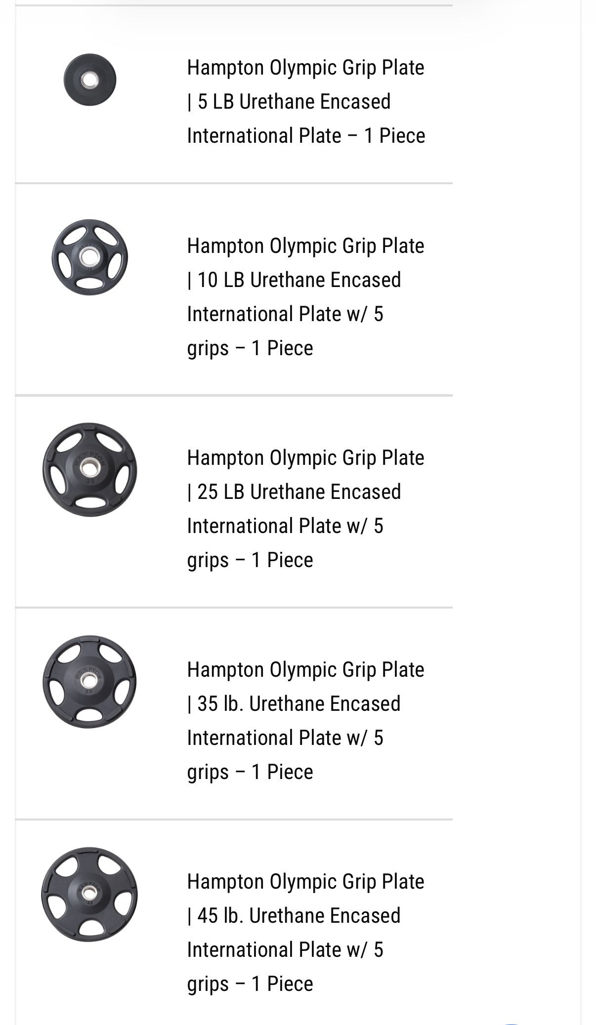 Hampton Urethane Gripper Olympic Weight Plate Set - photo 4