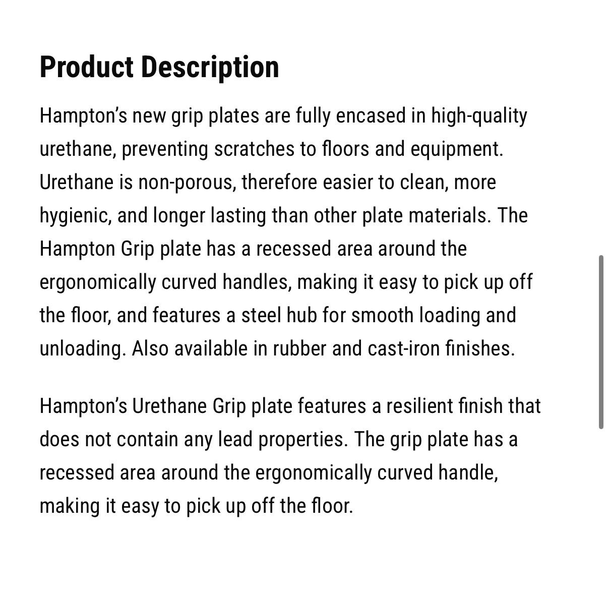 Hampton Urethane Gripper Olympic Weight Plate Set - photo 5