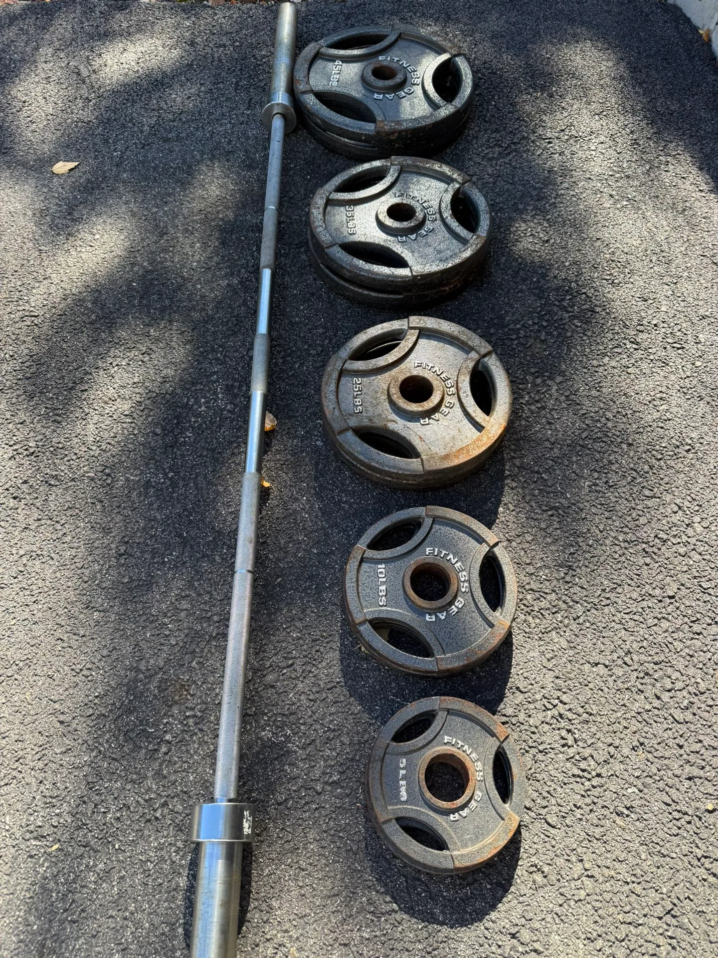 Olympic Weight Plate Set With Olympic Barbell thumbnail