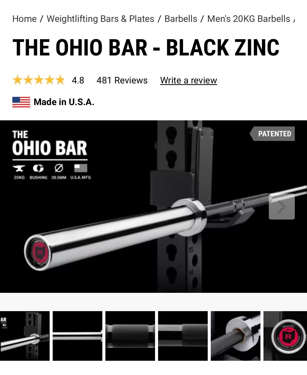 Rogue Fitness Ohio Olympic Barbell image indicator(2)