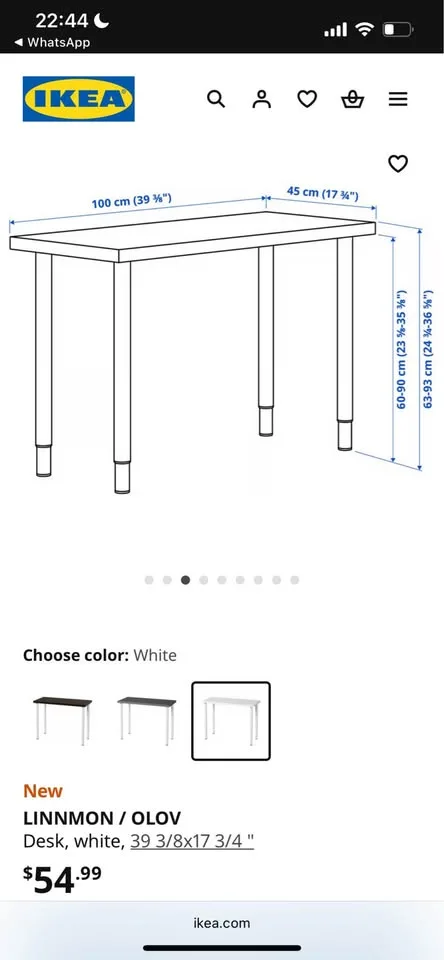 IKEA - White desk LINNMON + Desk Chair RENBERGET image indicator(7)