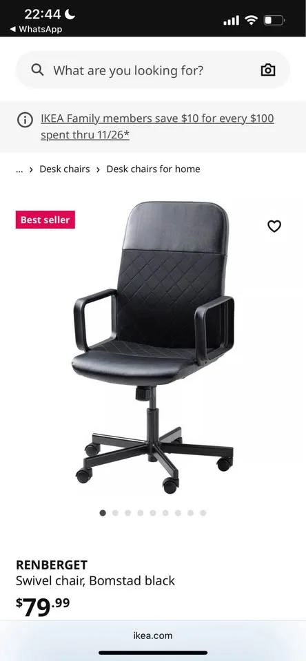 IKEA - White desk LINNMON + Desk Chair RENBERGET image indicator(8)