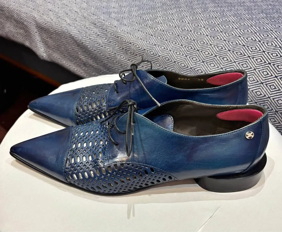 Capezzani Blue Leather Dress Shoes size 39 or Us 8.5