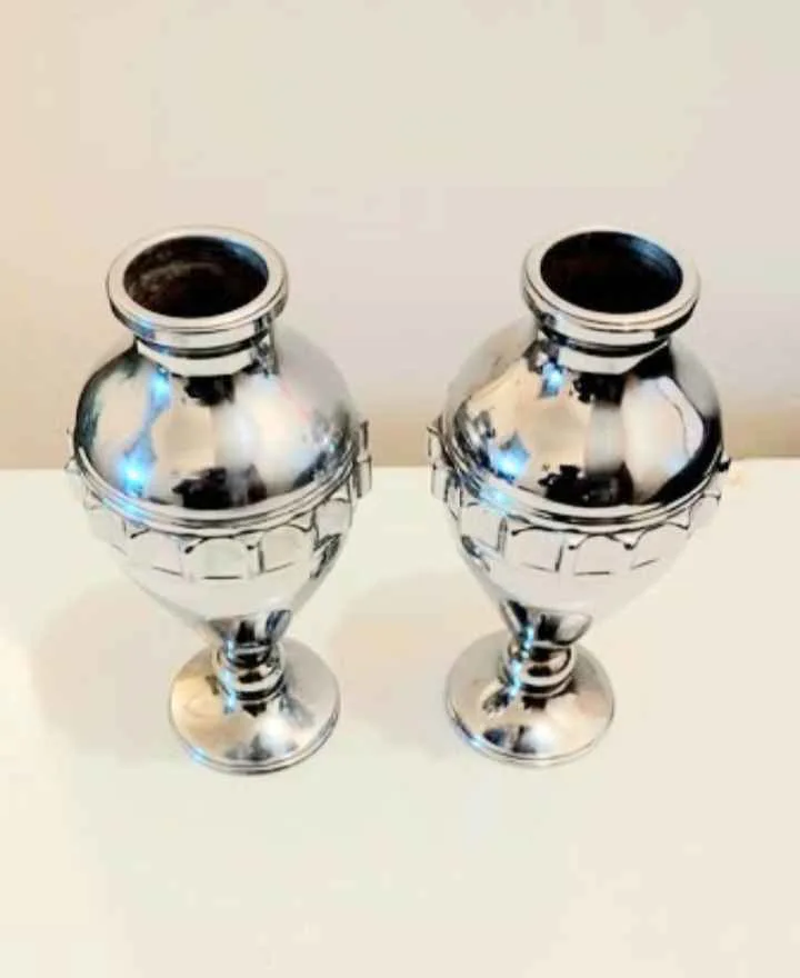 1940s Nickel Chrome Rare Vase Set 2 Pcs Each image indicator(3)