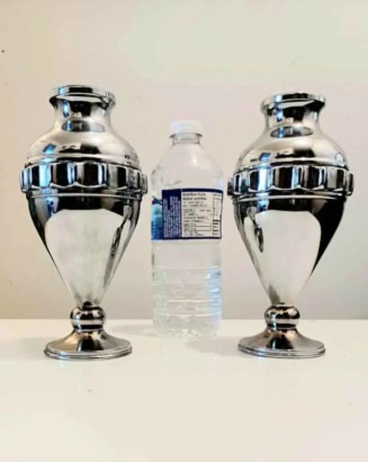 1940s Nickel Chrome Rare Vase Set 2 Pcs Each image indicator(6)