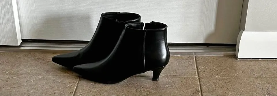 Black Size 10 Kitten Heel Booties, In Great Shape