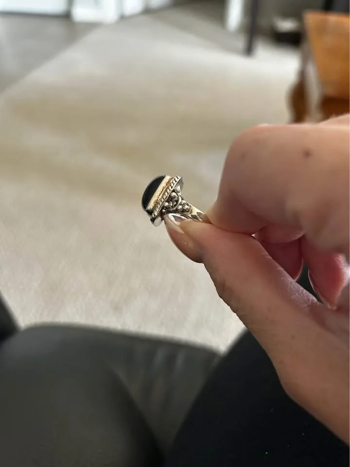 925 Sterling Silver Black Onyx Ring, Size 9 1/4 image indicator(4)