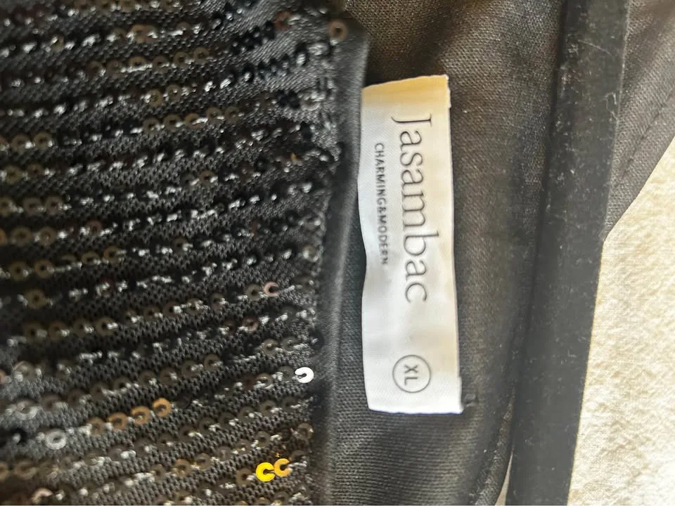 Black Sequin Off Shoulder Shirt, Size XL image indicator(3)