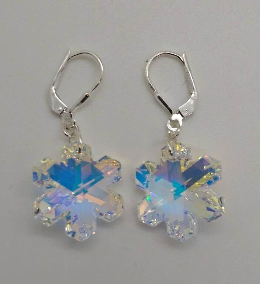 Swarovski crystal Christmas snow flake earrings