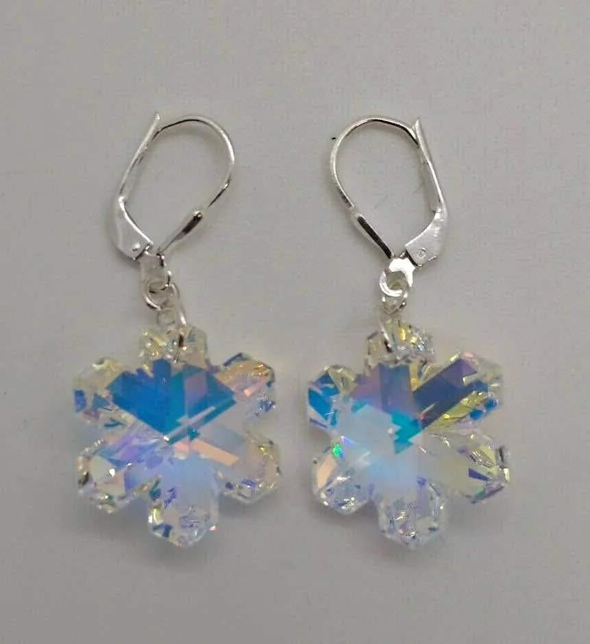 Swarovski crystal Christmas snow flake earrings
