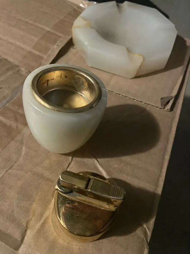 Flamex Jet Marble Table Lighter & Ashtray Set image indicator(4)