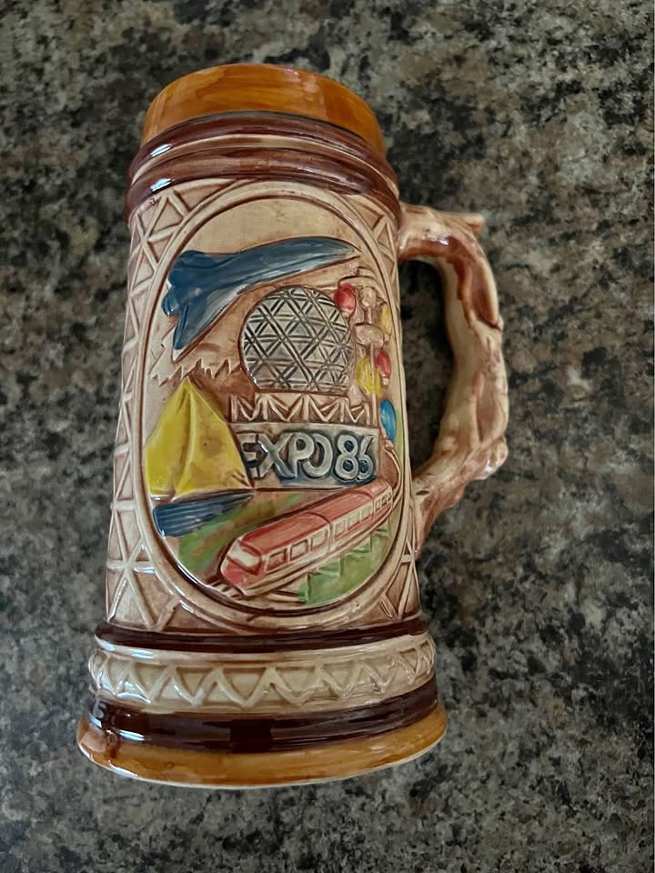Vintage Expo 86 beer stein