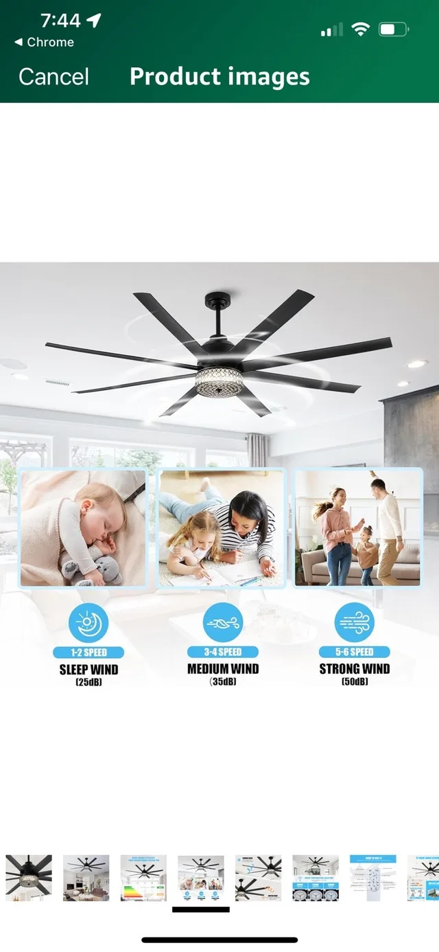 Black Crystal Ceiling Fan image indicator(4)