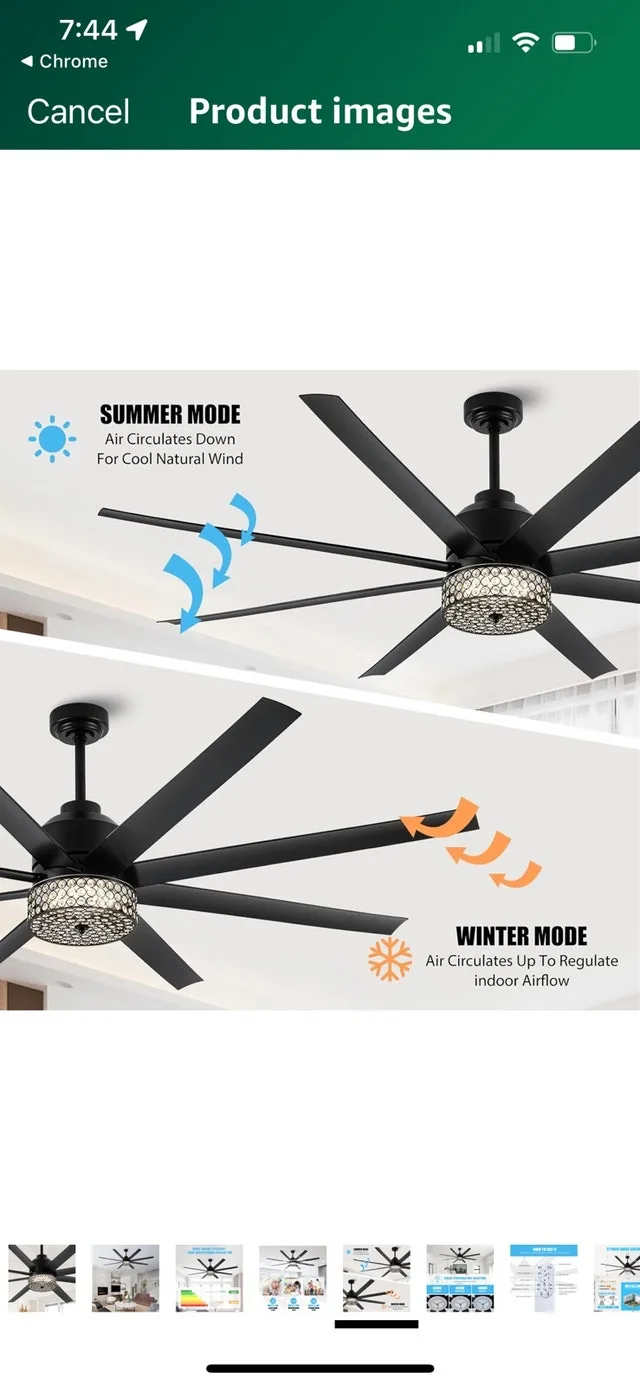 Black Crystal Ceiling Fan image indicator(5)