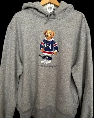 NEW NWT POLO RALPH LAUREN HOCKEY BEAR HOODIE XXL USA thumbnail