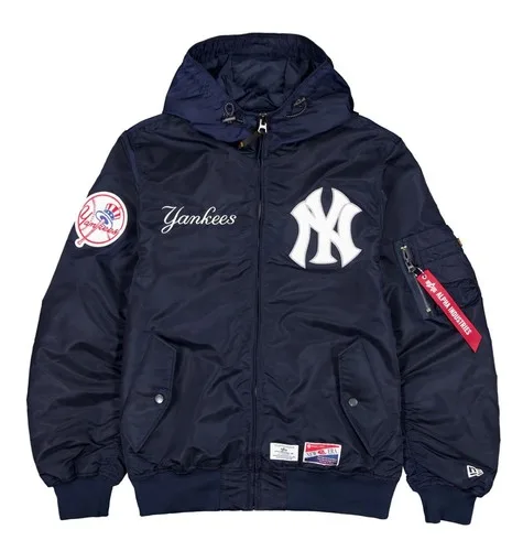 Alpha Industries Yankees Hooded Bomber Jacket BLK SZ 3XL thumbnail
