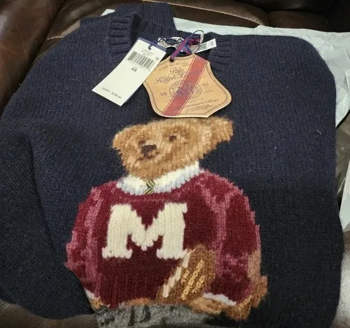 Morehouse Collection Polo Ralph Lauren Bear Sweater XS thumbnail