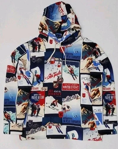 Nwt Polo Ralph Lauren Ski Patchwork Hoodie SIZE Large thumbnail