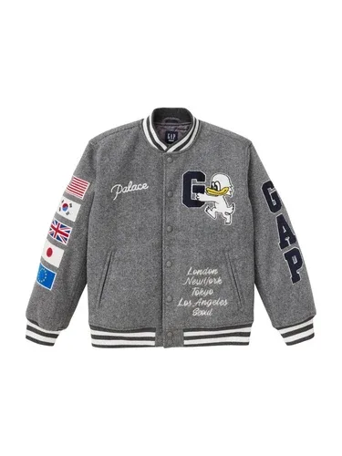 NEW Palace X Gap Varsity Kids Jacket Grey Size XL IN HAND thumbnail