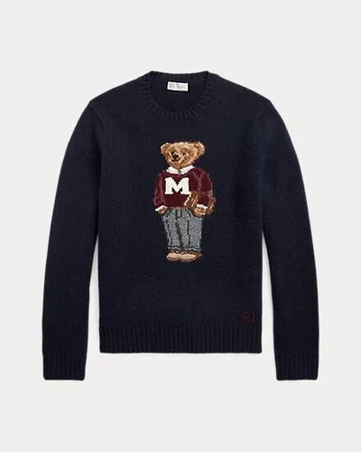 Men's Morehouse Polo Ralph Lauren Bear Sweater Sz L thumbnail