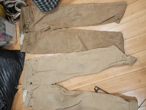 Men abercrombie fitch corduroy pants brown and khaki cream sz 32 thumbnail