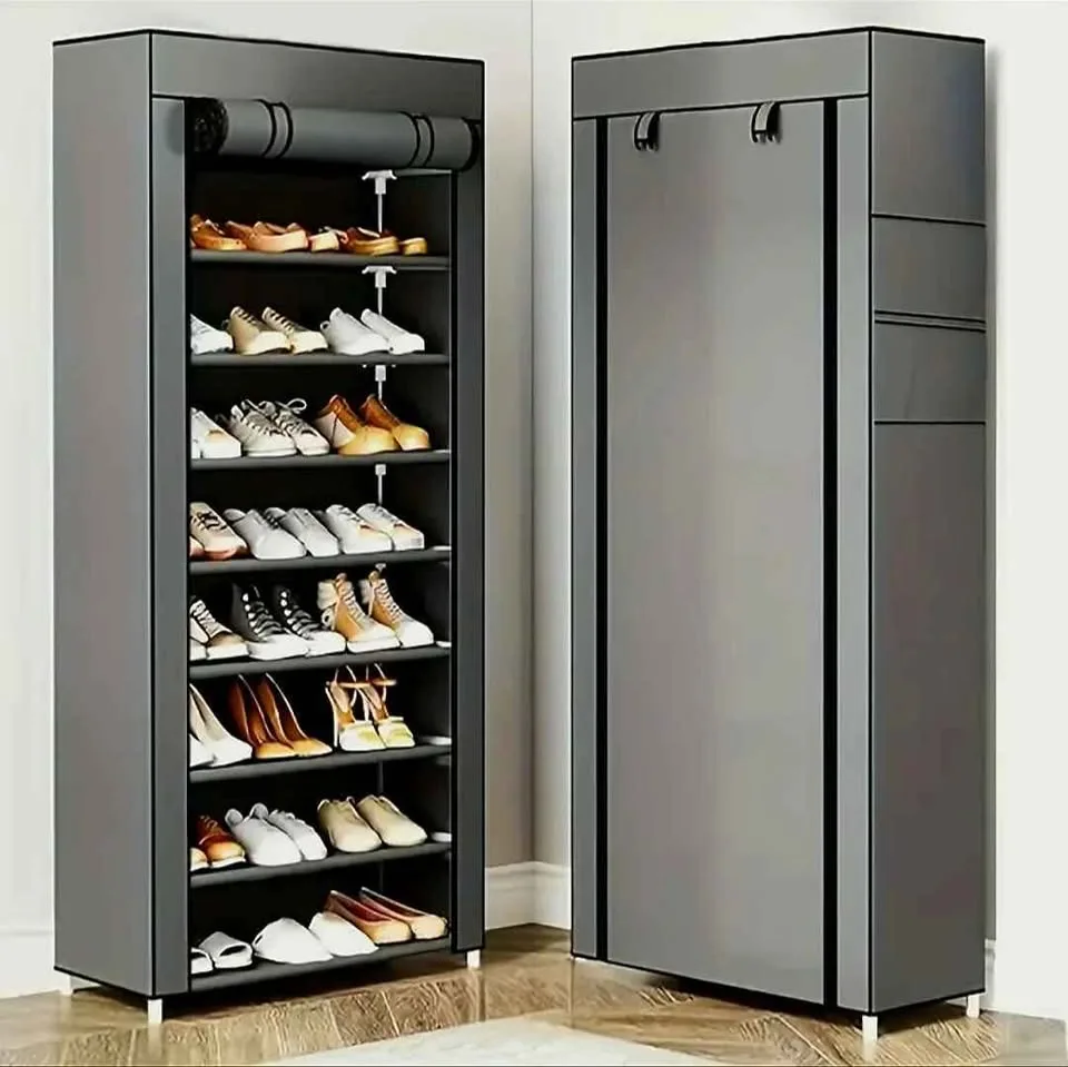 10 Layers 9 Compartments Breathable Shoe Rack image indicator(2)