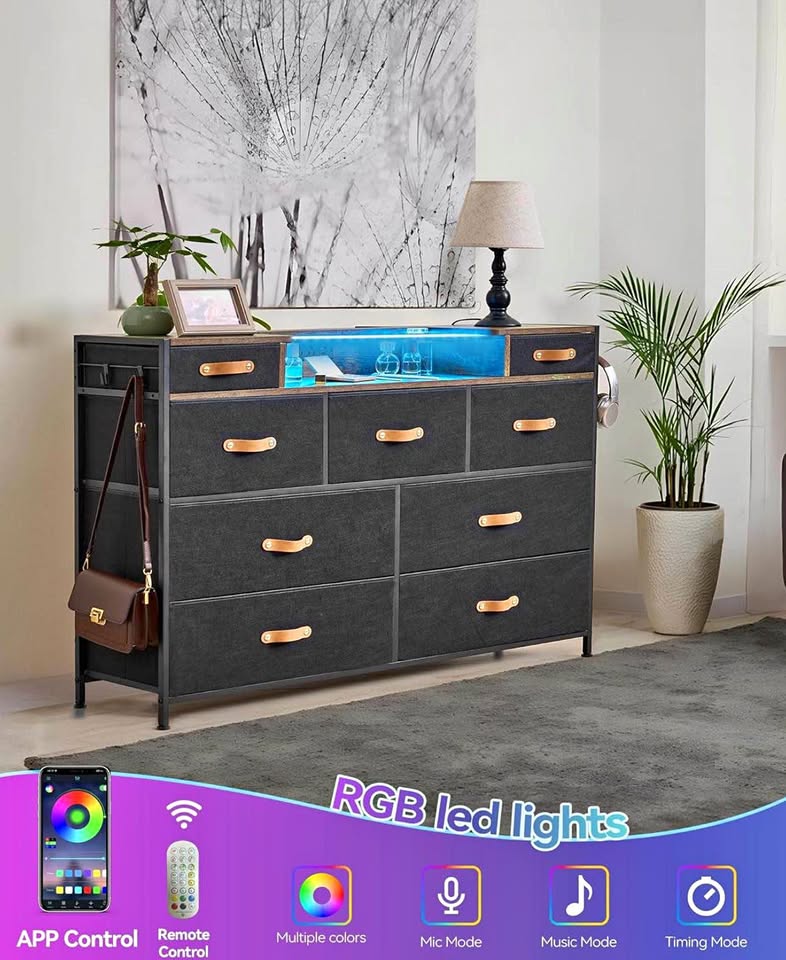 New black dresser for bedroom 9 drawers