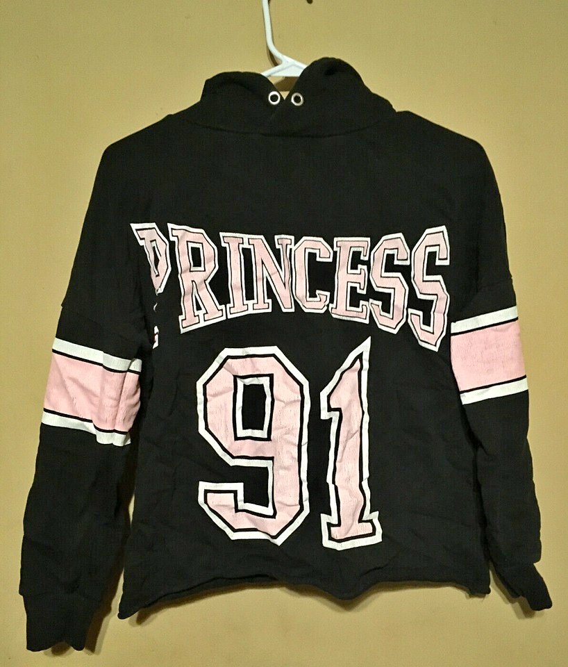 H&M DIVIDED BLACK & PINK PRINCESS HOODIE SIZE XS