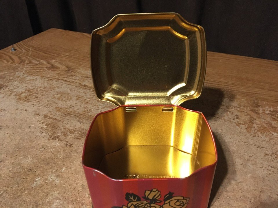 1950S ENGLAND FLOWERS SHABBY CHIC TRINKET TIN J.L. CLARK TIN CAN - photo 4