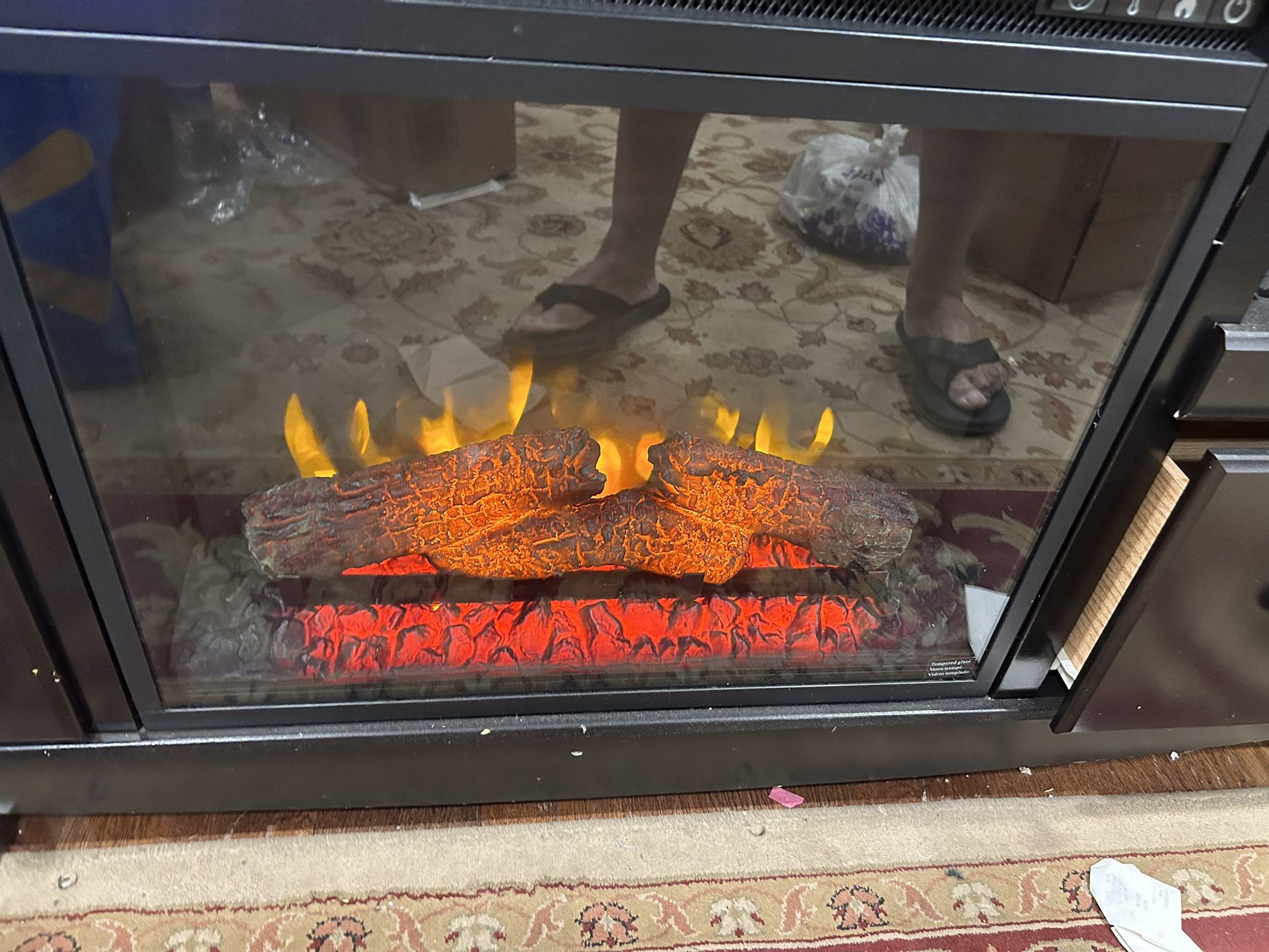 Rustic TV stand with Electric Fire Place