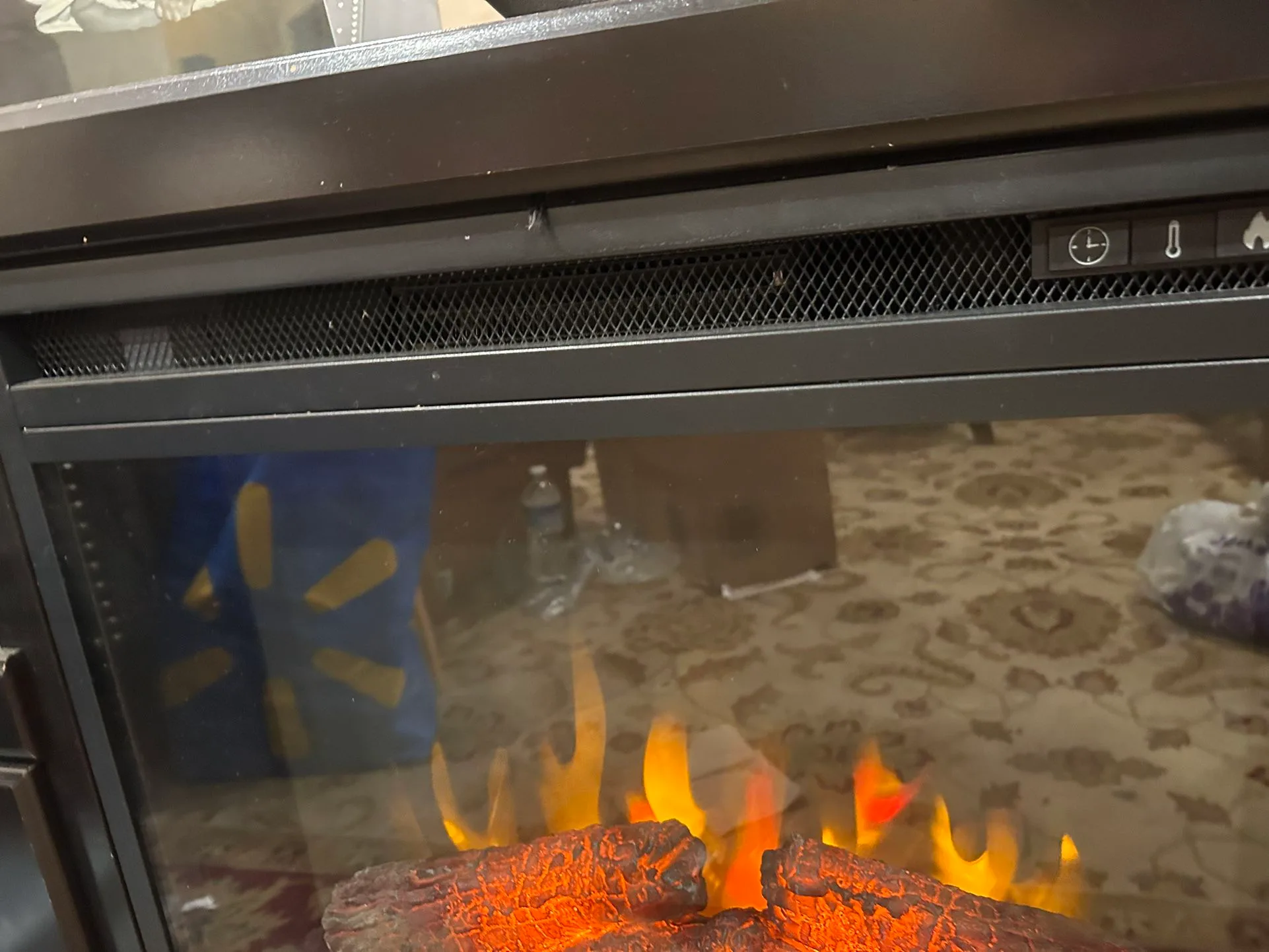 Rustic TV stand with Electric Fire Place image indicator(3)