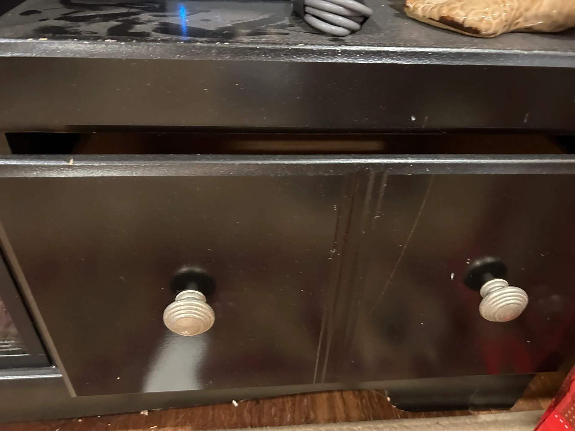 Rustic TV stand with Electric Fire Place image indicator(4)