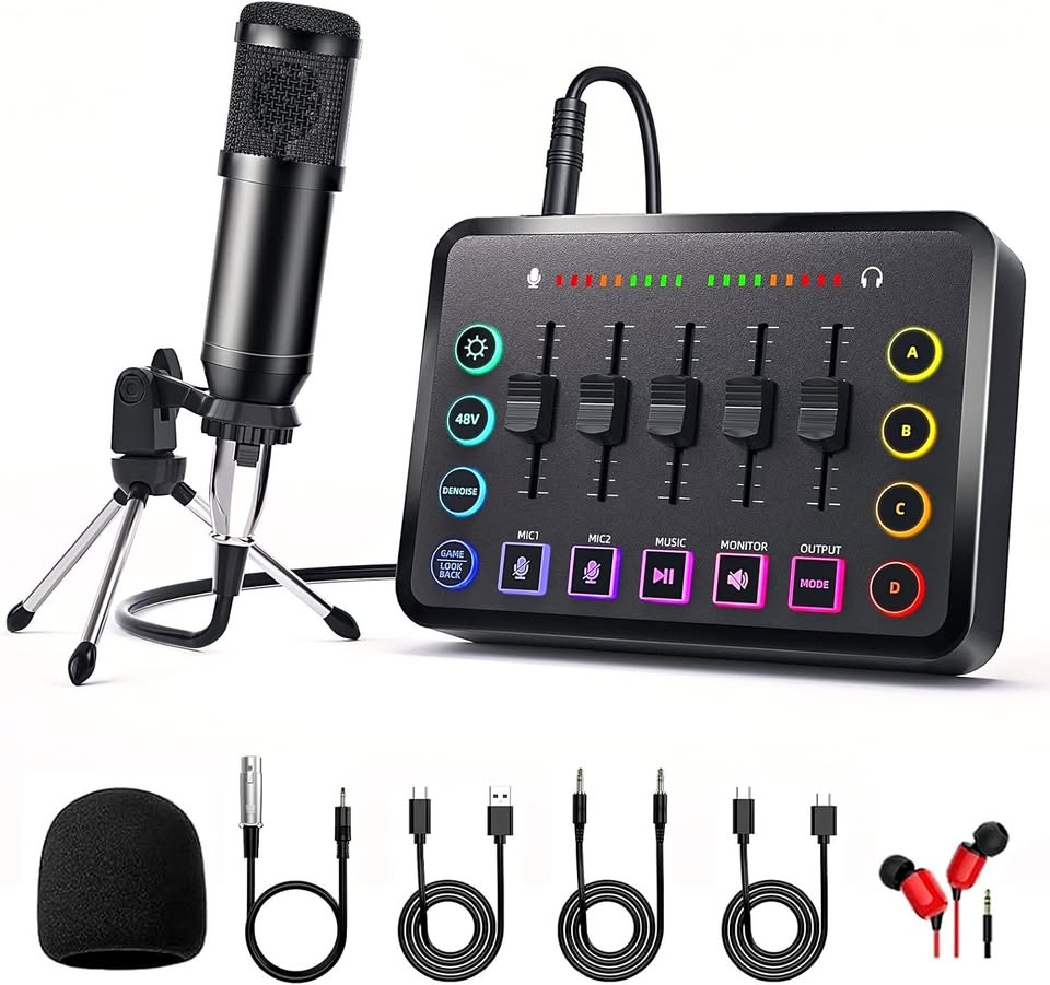 Podcast Equipment Bundle Includes Audio Mixer and BM800 Micropho