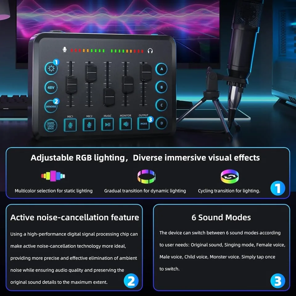 Podcast Equipment Bundle Includes Audio Mixer and BM800 Micropho image indicator(5)