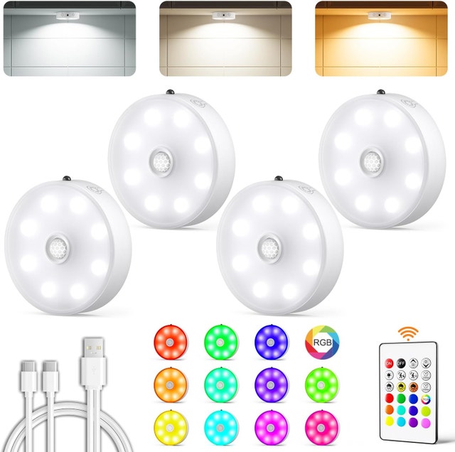 Rechargeable Motion Sensor Under Cabinet Lighting with RemoteX4