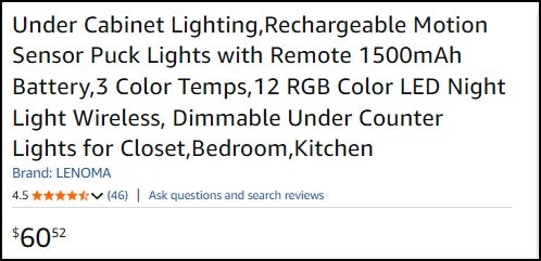 Rechargeable Motion Sensor Under Cabinet Lighting with RemoteX4 - photo 2